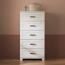[1만원★즉시할인]장인가구 커슨 5단 서랍장 600 스틸손잡이형, 화이트