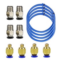 공압 커넥터 외경 4mm 피팅 PC4-M6 PTFE 튜브, 150x100x25mm., 파란색, ABS 플라스틱