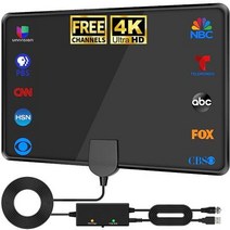 2023 최신 TV 안테나 실내 스마트 360마일 이상의 장거리 - 디지털 HD 안테나 강력한 앰프 실내 실외 - 신호 부스터 지원 모든 TV의 4K 1080P 무료 채널 VHF