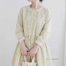 레아린넨 여성 스프링 자수 잔꽃 롱 원피스