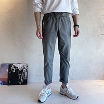 진땡 남성용 6컬러 허리밴딩 지퍼 포인트 절개 라인 스판 코튼팬츠 면바지