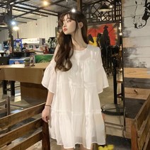 퐁순싸롱 루즈핏 반팔 A라인 캉캉 베이비돌 미니 원피스 SY