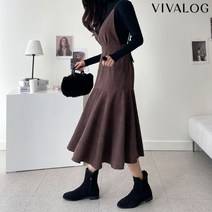 비바로그 폴 코듀로이 뷔스티에 플레어 원피스
