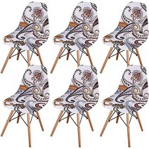 set of 6 stretch 다이닝 룸 쉘 백 다이닝 체어 슬립 인쇄 꽃 의자 커버, f