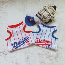 (Last Size) 바이현 강아지여름옷 농구 야구 유니폼 메쉬나시/M L, 레드, 다저스