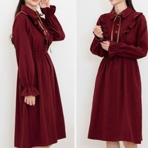 DOJJ 원피스 카라 리본 가을 하객 프릴