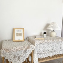 화이트 플라워 레이스 미니 테이블보 협탁보 식탁보 / 빈티지 레이스 협탁보 / 미니 레이스 커버 덮개 가리개 천, 120x120