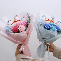 다니엘라 킨더조이꽃다발(미디움)비누꽃 어린이 재롱잔치 학예회 유치원 졸업, 미디움(킨더조이3개기본)-핑크