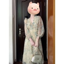 고급스러운 롱스커트 쉬폰 플라워 스커트 조거 프렌치 쉬어 원피스 자녀용
