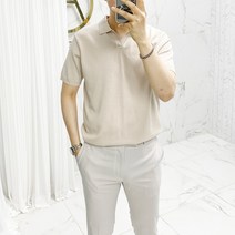 아도르클래식 반오픈 카라 5컬러 니트 반팔티