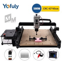 cnc 조각기 레이저 500W 스핀들 CNC 라우터 기계 4540 3 축 조각 작업 영역 430x390mm GRBL DIY 밀링 목재 금속 아크릴 MDF, [01] Without Offline, [01] Without laser, With Offline+Without laser