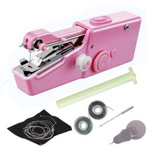 휴대용 미니재봉틀 손 전기 스티치 무선 바느질 세트 수리 diy 옷 스티치 바느질 도구, 핑크 머신