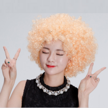 뽀글이가발 웃긴 폭탄머리 파티용 파마 노래방 주황색 흰머리 노란 가발, 점보가발 화이트