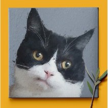 반려동물 초상화 유화 팝아트 강아지 고양이 식물 캔버스액자 정사각형 주문제작 사진을 그림으로 선물, 정사각형 6호