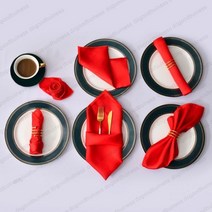 Resuable 냅킨 새틴 폴리에스터 손수건 12 인치 x 12 인치 손수건 식당 연회 웨딩 파티 홈 크리스마스 장식 6 개, red