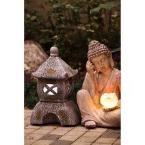 LED불상 불교 동상 정원 부처님 연꽃 장식 인테리어, LED 조명이 켜진 작은 초심자 스님