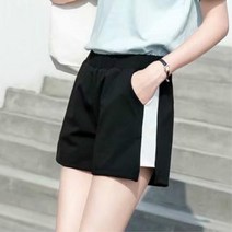 심플한 옆선 배색 여자 운동 외출 밴딩 반바지 3컬러