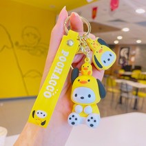 인형 키링 쿠로미 산리오 키체인 시나모롤 액세서리 마이 멜로디 가방 펜던트 카와이 포차코 키즈 장난감 도매, 3D