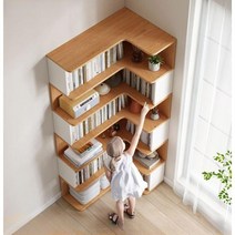 서재 틈새책장 책꽂이 코너 책장 선반 6단, A.화이트우드6단-왼쪽변길이90 오른쪽60cm