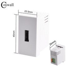 벽 인테리어 가리개 안전 콘센트커버 Coswall 강화 유리 패널 EU 소켓 듀얼 USB 충전 포트 브라질 범용 콘센트 TV CAT6 인터넷 잭 DIY 모듈, 03 USB Charger 2A