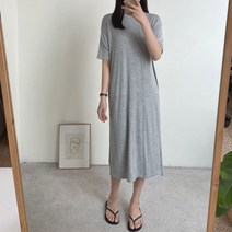 다미로그 여름 루즈핏 찰랑 반팔 꼬임 롱 원피스