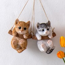 그네 타는 스윙 고양이 2color 벽장식 인테리어 소품, 옐로우
