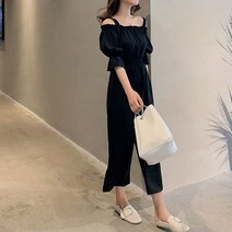 느낌 스타일리쉬한 여름휴가룩 오프숄더 와이드팬츠 점프수트 휴양지원피스 1538ma