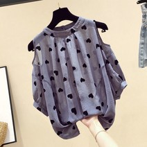 쩐쿠 봄 여성 심플 하트 어깨트임 뒷단추 블라우스 Z205