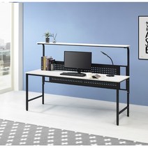 해성하이퍼 자몽2 컴퓨터책상 1인 2인용 철제책상 선반형 타공게시판 학생용 사무용 게이밍 1200 1500 1800, 화이트+블랙 1200(선반형)