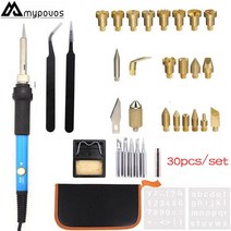 우드버닝기 전기 납땜 인두 키트 목재 버닝 펜 조각 파이로그래피 도구 60W 110V 220V, 01 30 pcs set