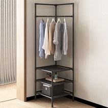 무타공마켓 공간활용 코너형 스탠드 행거 무볼트형 간편조립 일반형 스탠드행거, 블랙