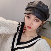 레더 가죽 팔각모자 헌팅캡 빵모자 3color