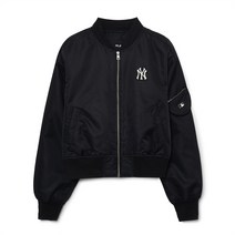 MLB 여성 베이직 나일론 크롭 항공 점퍼 NY (Black)