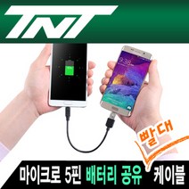TNT NM-TNT100 USB2.0 마이크로 5핀 배터리 공유 2 in 1 케이블 0.2m (빨대 충전 케이블), 본상품
