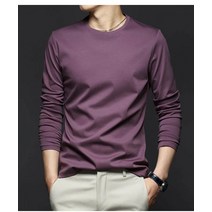 남자오버핏긴팔 부드럽고 /피부친화적이며 좋다/ 보온성이 좋다 라운드 실켓 면 긴팔 티셔츠 남자 무지긴팔티 스판 라운드 티셔츠