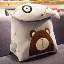 침대 쿠션 침대 머리 쿠션 삼각 쿠션 등받이 쿠션 창허리 귀여운 침실 1인 기숙사 남자, 갈색북극곰, 탈부착 가능한 쿠션+헤드레스트 45×42×25cm (아