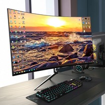 사무실 PC방 27인치 컴퓨터 LCD 모니터 커브드 32인치, 24인치 흰색 테두리 없는 곡면 게이밍 버전