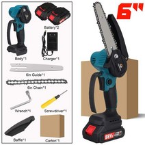 Makita 18V 브러시리스 전기 체인톱 88vf 6 인치 미니 전기톱 배터리 전원 디스플레이 충전식 정원 목공, 02 2 battery