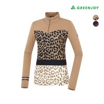 그린조이 여성 호피프린트 반지퍼 티셔츠
