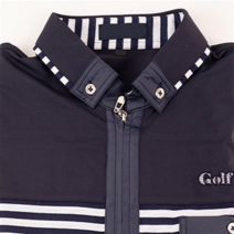 중년 남성 간절기 기능성 스트라이프 지퍼 카라넥 골프 긴팔티