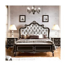 [유캐슬] 로젠 블랙 엔틱 원목 벨벳 퀸침대, 제품선택:로젠블랙엔틱퀸침대(매트별도)