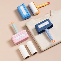 선인장 테이프클리너 본체 리필 먼지 털 제거 롤러 브러쉬 돌돌이 생활 청소용품, 본체+리필4롤, 블루
