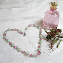 15-071222 그린 핑크 써지컬 비즈 아크릴 원석 유니크 패션 목걸이