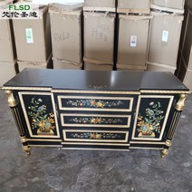 럭셔리 수입 명품 엔틱 원목 가구 수납 3단 서랍장 장식장 수제 이태리 명화 인테리어, 고급 수입 서랍장, 해외 배송(약 2주에서 3주 소요), E 블랙 버드