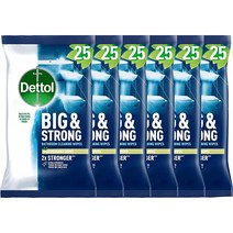 데톨 빅 앤 스트롱 화장실 청소 클렌징 클리닝 와이프 25개입 6팩 영국 Dettol Big n Strong Bathroom Cleansing