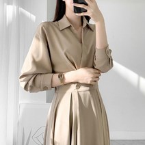 상견례원피스 돌잔치엄마원피스 플레어 허리조임 원피스 A라인 브넥원피스 빅사이즈