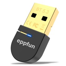 Eppfun-USB 블루투스 5.3 어댑터 무선 동글 송신기 PC 윈도우즈 11 8.1 7 스테레오 헤드셋, 01 Black