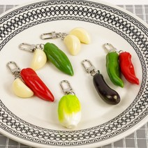 특이한 열쇠고리 채소 야채 키링 가방 참 키홀더 6종, 가지