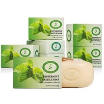 Carolina Castile Soap 비건 페퍼민트 카스티야 바 비누 남성 여성 및 아동용 천연 6개 유기농 코코아 버터와 올리브 오일이 함유된 부드럽고 촉촉한 각 141.7g5, Peppermint