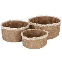 3pcs 스토리지 바구니 주최자 상자 쓰레기통의 자연 면화와 침실 거실 Tassels 레이스 액세서리, 하나, 갈색